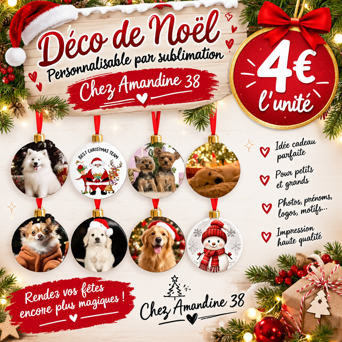 Boule de Noël personnalisable par sublimation