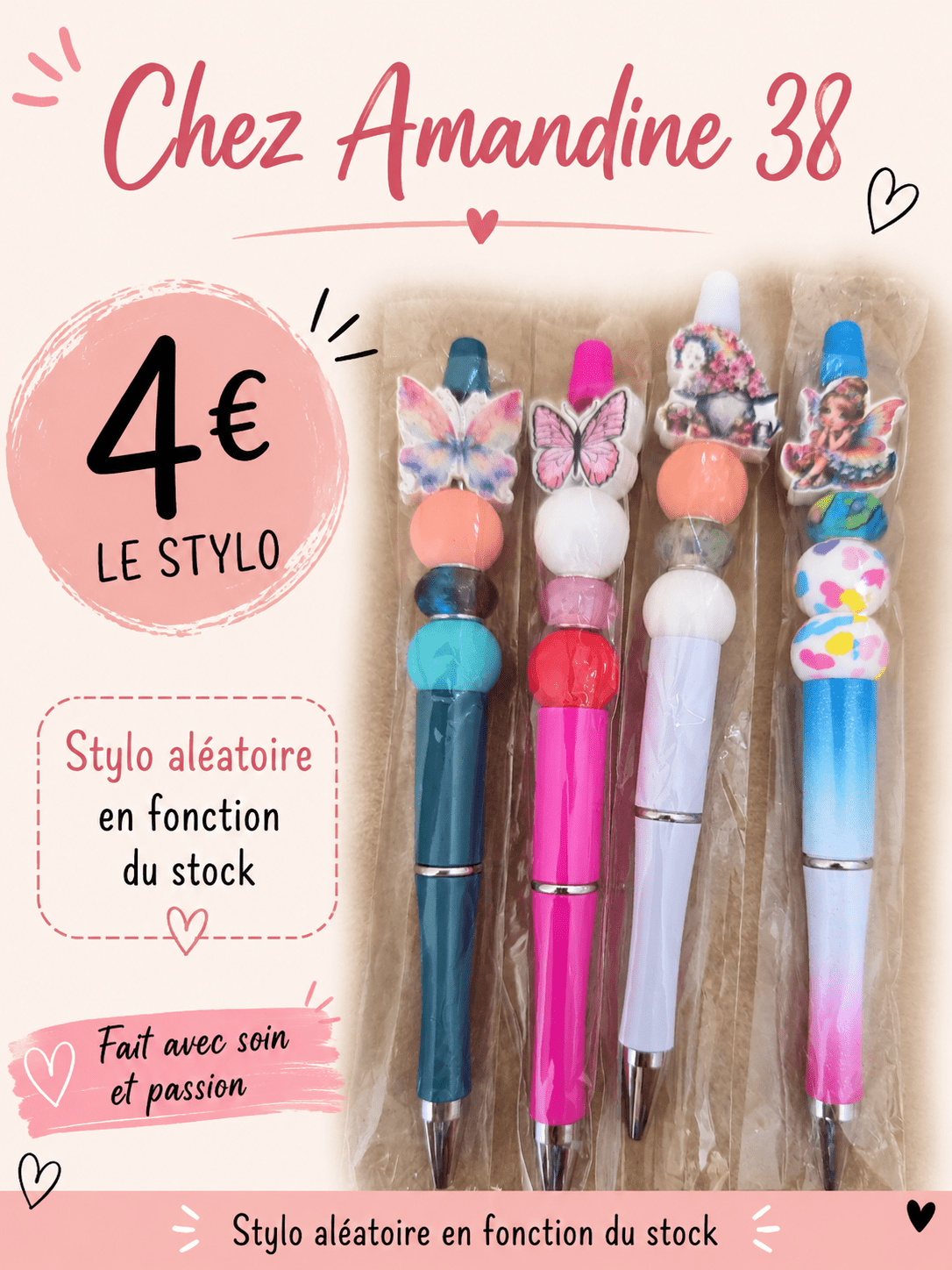 Stylo Personnalisé avec Perles 💎 - Cadeau Unique